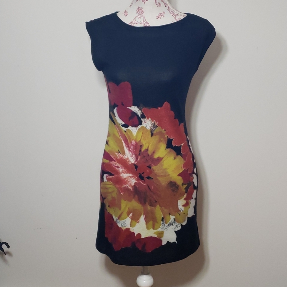 black casual summer spring dress with flower print